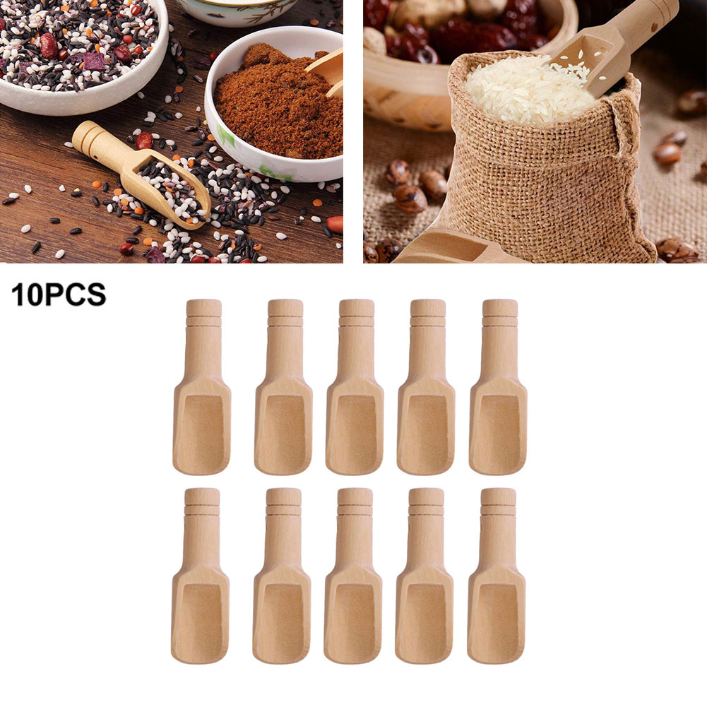 Sugar Scrub Coffee - 10 個木製小さなミニスクープ塩砂糖コーヒースプーンティースプーン小さな塩シャベルミルクパウダースクープキッチン調理ツール